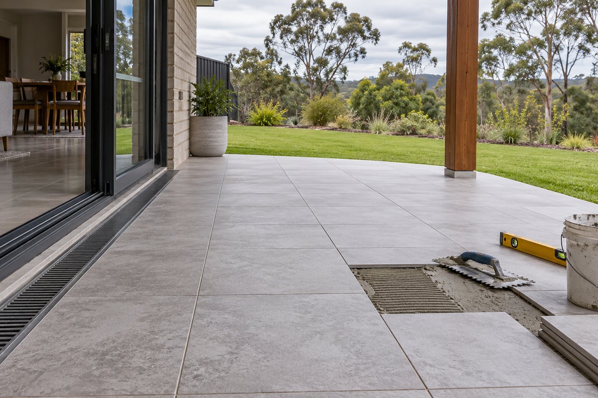 Illustrative photo for Outdoor, patio and pool tiling